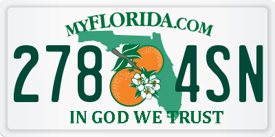 FL license plate 2784SN