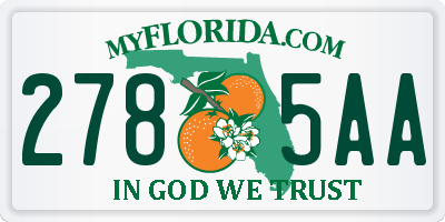 FL license plate 2785AA