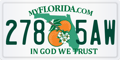 FL license plate 2785AW