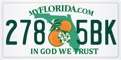 FL license plate 2785BK