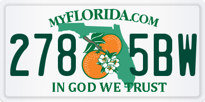 FL license plate 2785BW