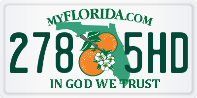 FL license plate 2785HD