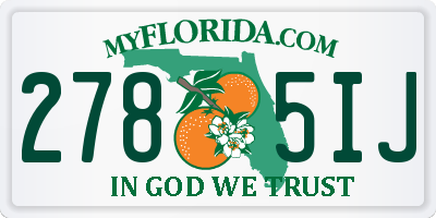 FL license plate 2785IJ