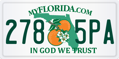 FL license plate 2785PA