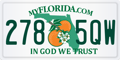 FL license plate 2785QW