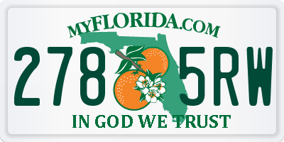 FL license plate 2785RW