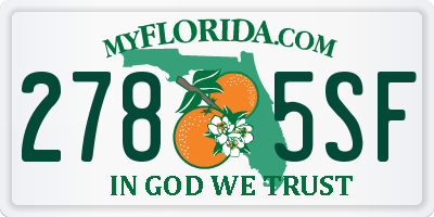 FL license plate 2785SF