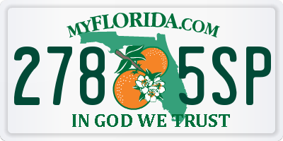FL license plate 2785SP