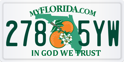 FL license plate 2785YW