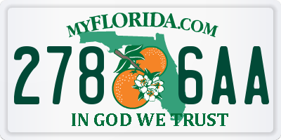 FL license plate 2786AA