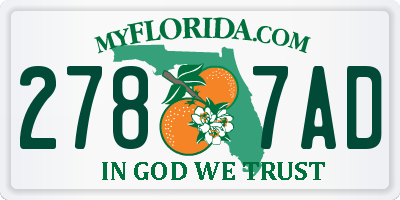 FL license plate 2787AD