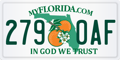 FL license plate 2790AF