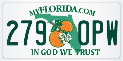 FL license plate 2790PW