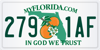 FL license plate 2791AF
