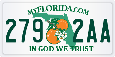FL license plate 2792AA