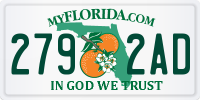FL license plate 2792AD