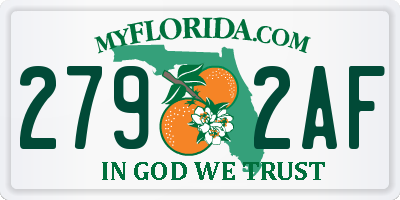 FL license plate 2792AF