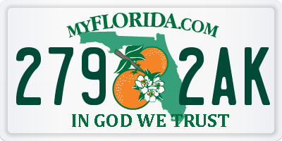 FL license plate 2792AK