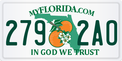 FL license plate 2792AO