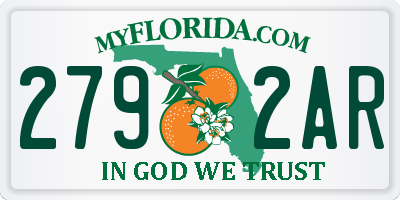 FL license plate 2792AR
