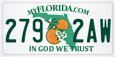 FL license plate 2792AW