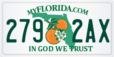 FL license plate 2792AX