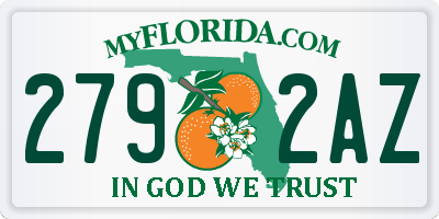 FL license plate 2792AZ