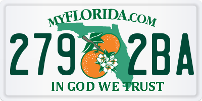 FL license plate 2792BA
