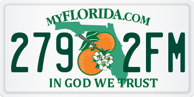 FL license plate 2792FM