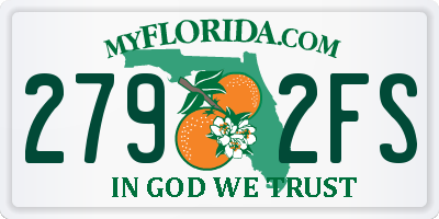 FL license plate 2792FS
