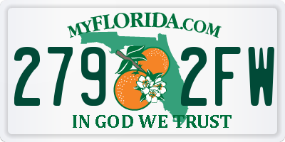 FL license plate 2792FW
