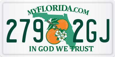 FL license plate 2792GJ