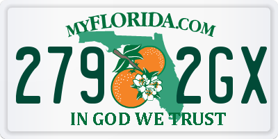 FL license plate 2792GX