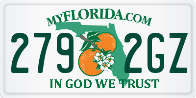 FL license plate 2792GZ