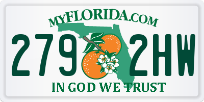 FL license plate 2792HW