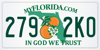 FL license plate 2792KO