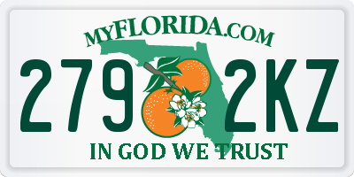 FL license plate 2792KZ