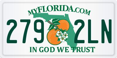 FL license plate 2792LN