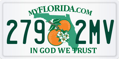 FL license plate 2792MV
