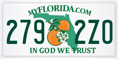 FL license plate 2792ZO