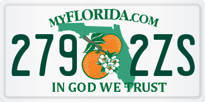 FL license plate 2792ZS