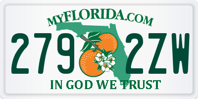 FL license plate 2792ZW