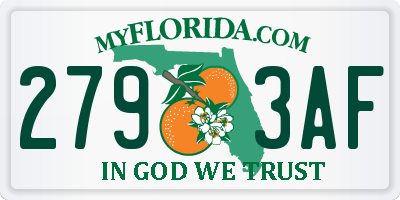 FL license plate 2793AF