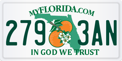FL license plate 2793AN