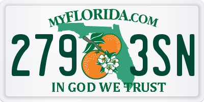 FL license plate 2793SN
