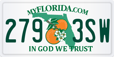 FL license plate 2793SW