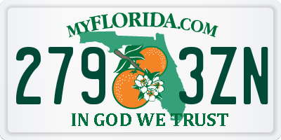FL license plate 2793ZN