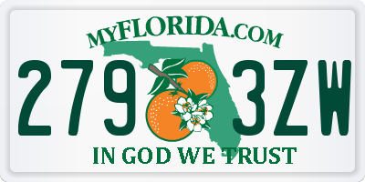 FL license plate 2793ZW