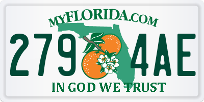 FL license plate 2794AE