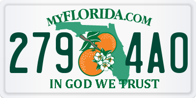 FL license plate 2794AO